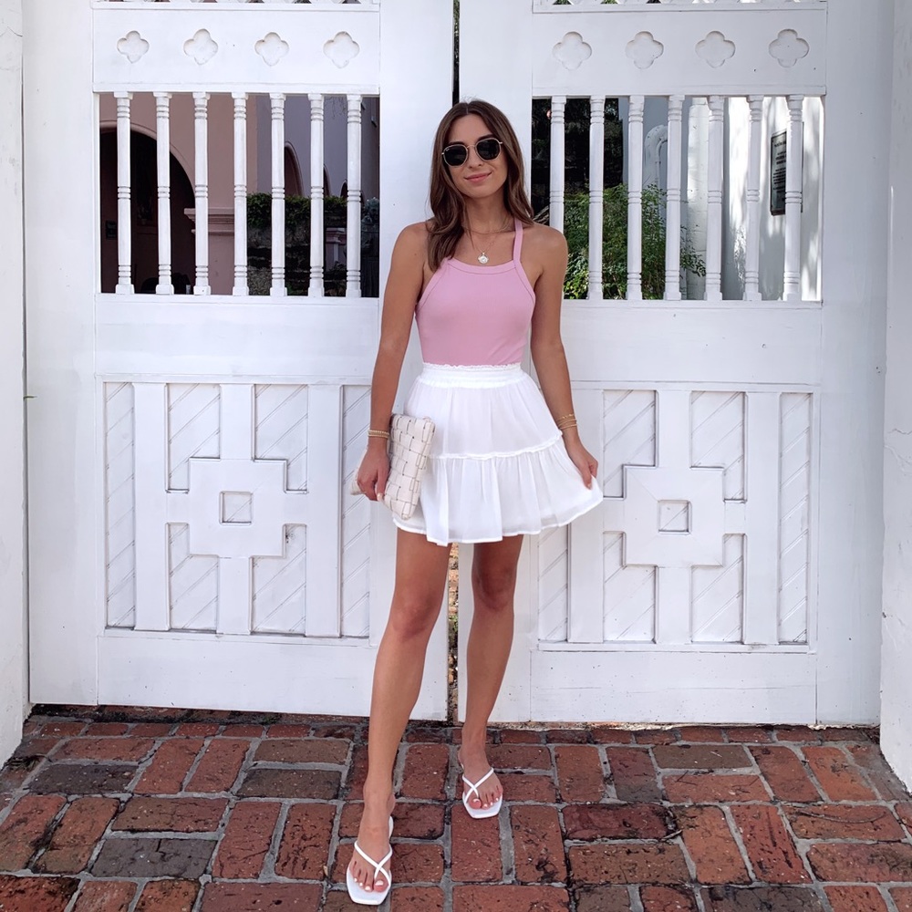 White Flowy Mini Skirt - Picture 4 of 4